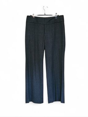Women's Banana Republic Harrison Fit Wool Trousers Striped Grey Dress Pants 8p